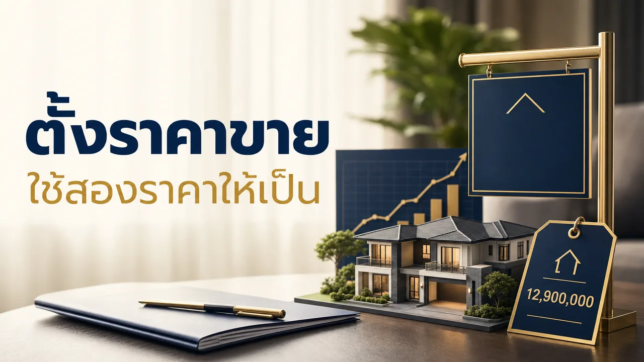 ตั้งราคาขายบ้าน กราฟราคาขึ้นและป้ายประกาศขาย