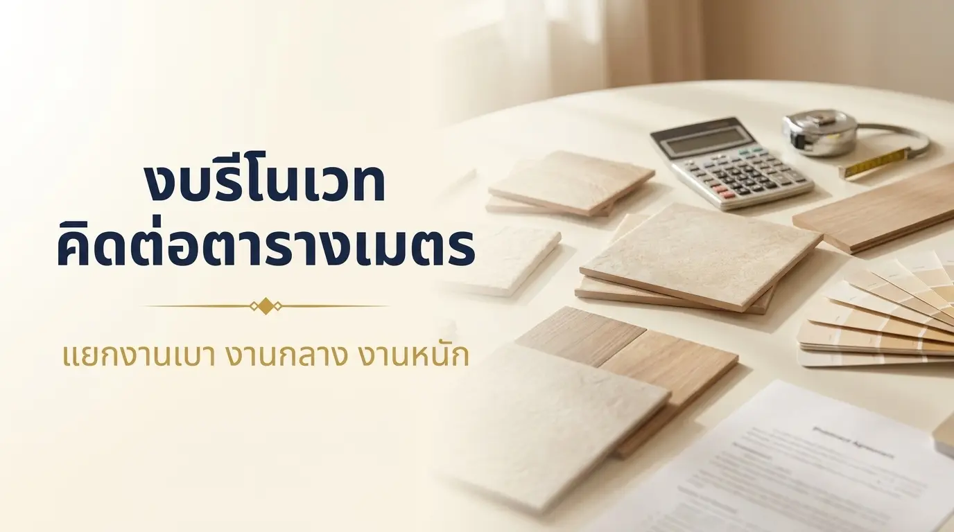 ตารางงบประมาณรีโนเวทบ้านคิดต่อตารางเมตร