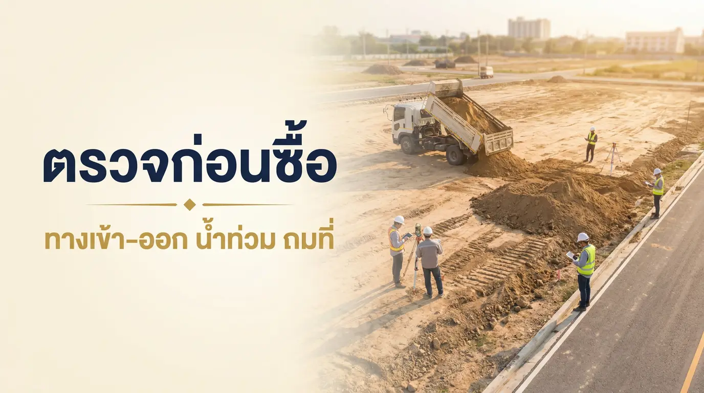 ตรวจทางเข้าออกที่ดิน ที่ดินตาบอด น้ำท่วม และการถมที่ก่อนซื้อ