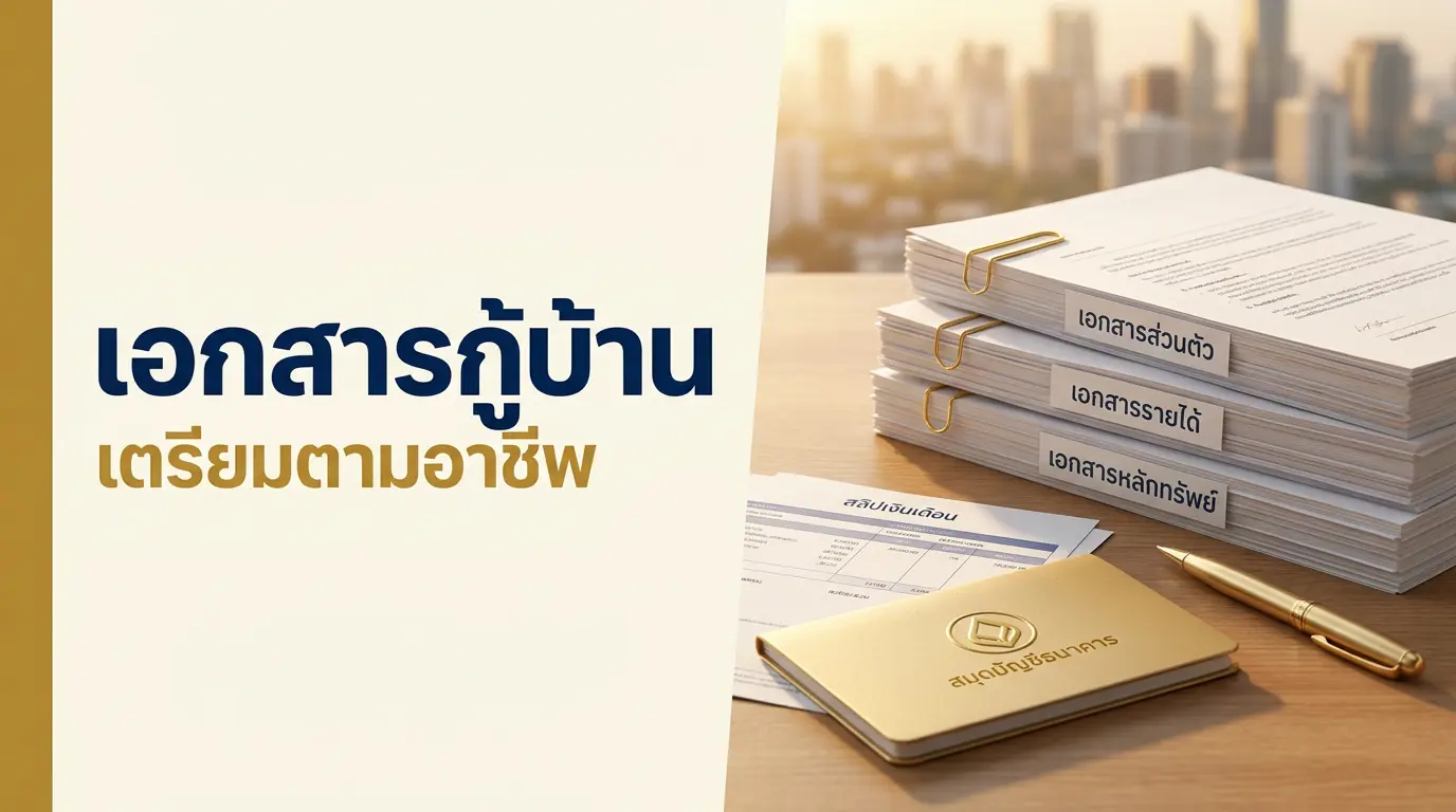 เอกสารกู้บ้านแยกตามอาชีพ เอกสารส่วนตัว เอกสารรายได้ สลิปเงินเดือน