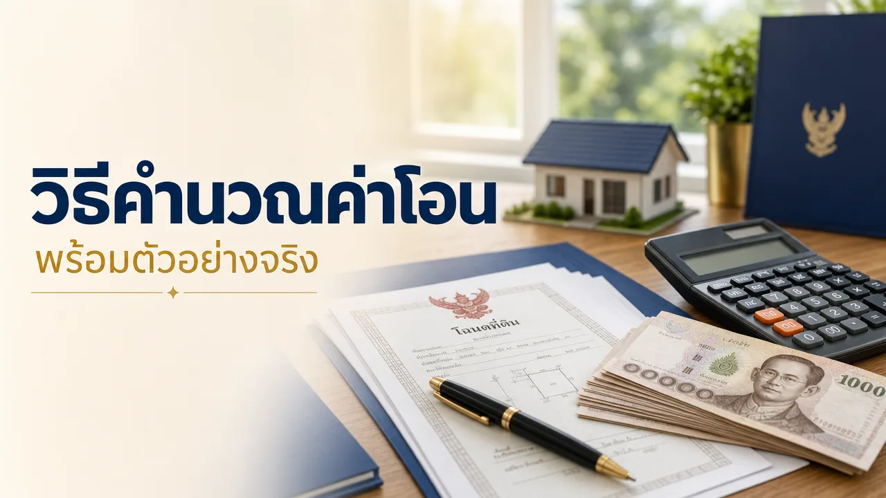 วิธีคำนวณค่าโอนและค่าจดจำนอง เครื่องคิดเลข บ้าน และเหรียญ